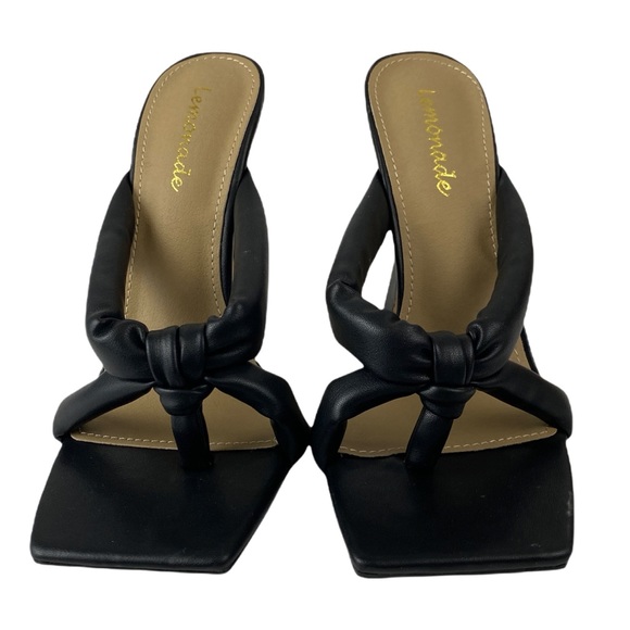 LEMONADE Loyal NWOT Black Heeled Thong Sandal - Picture 2 of 6
